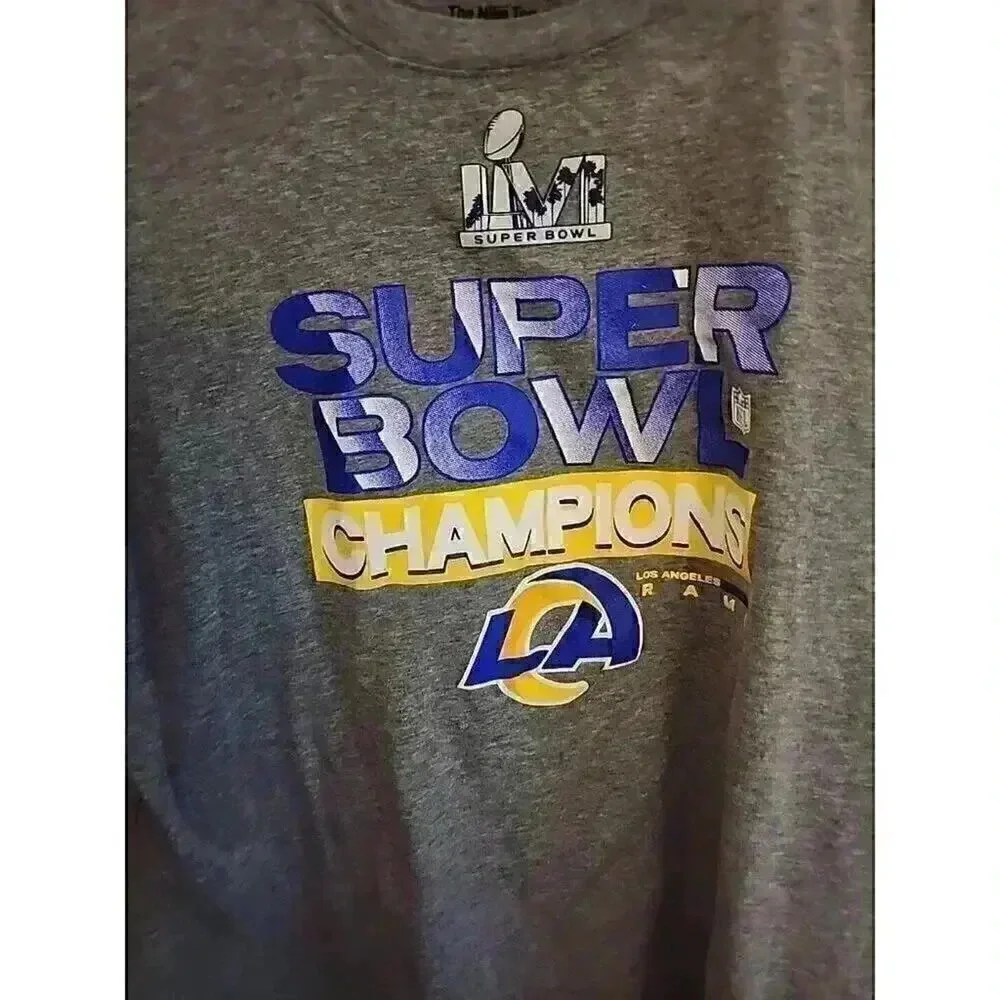 LVI‎ Super Bowl Champions LA RAMS Nike Shirt Adult Large Gray Swoosh Mens CR2